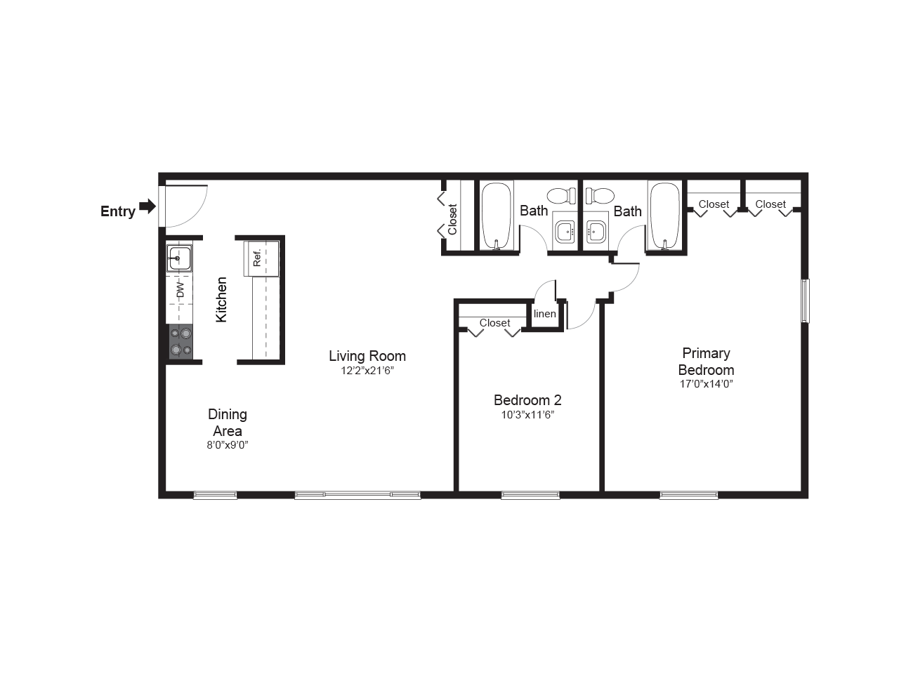 2 bed 2 bath