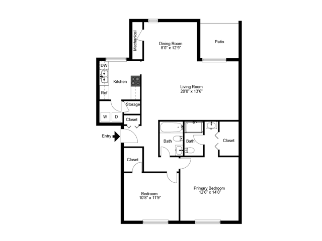 2 bed 2 bath