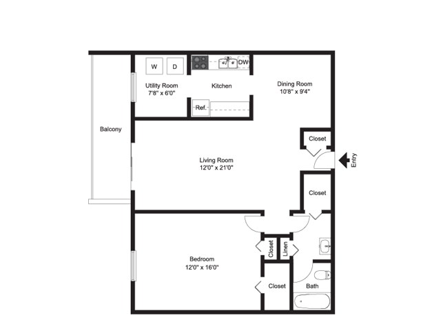 1 bed 2