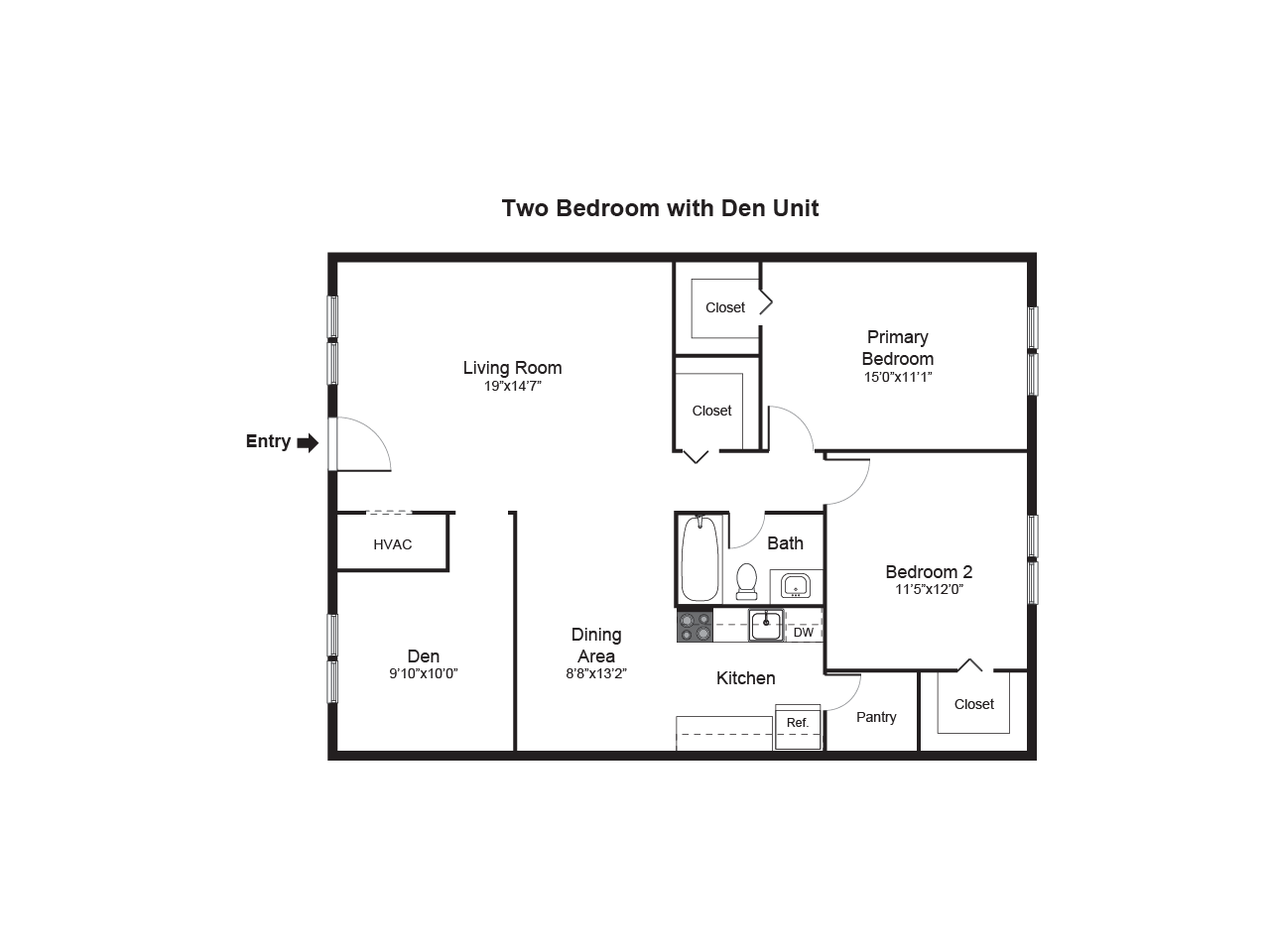 2 bed den