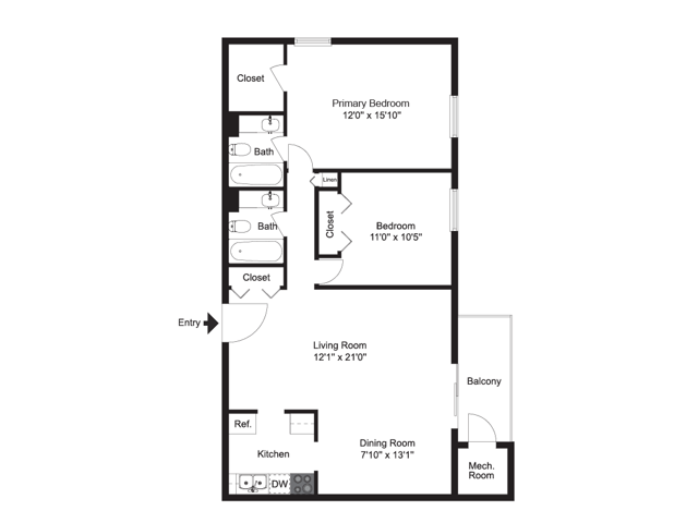 2 bed 2 bath