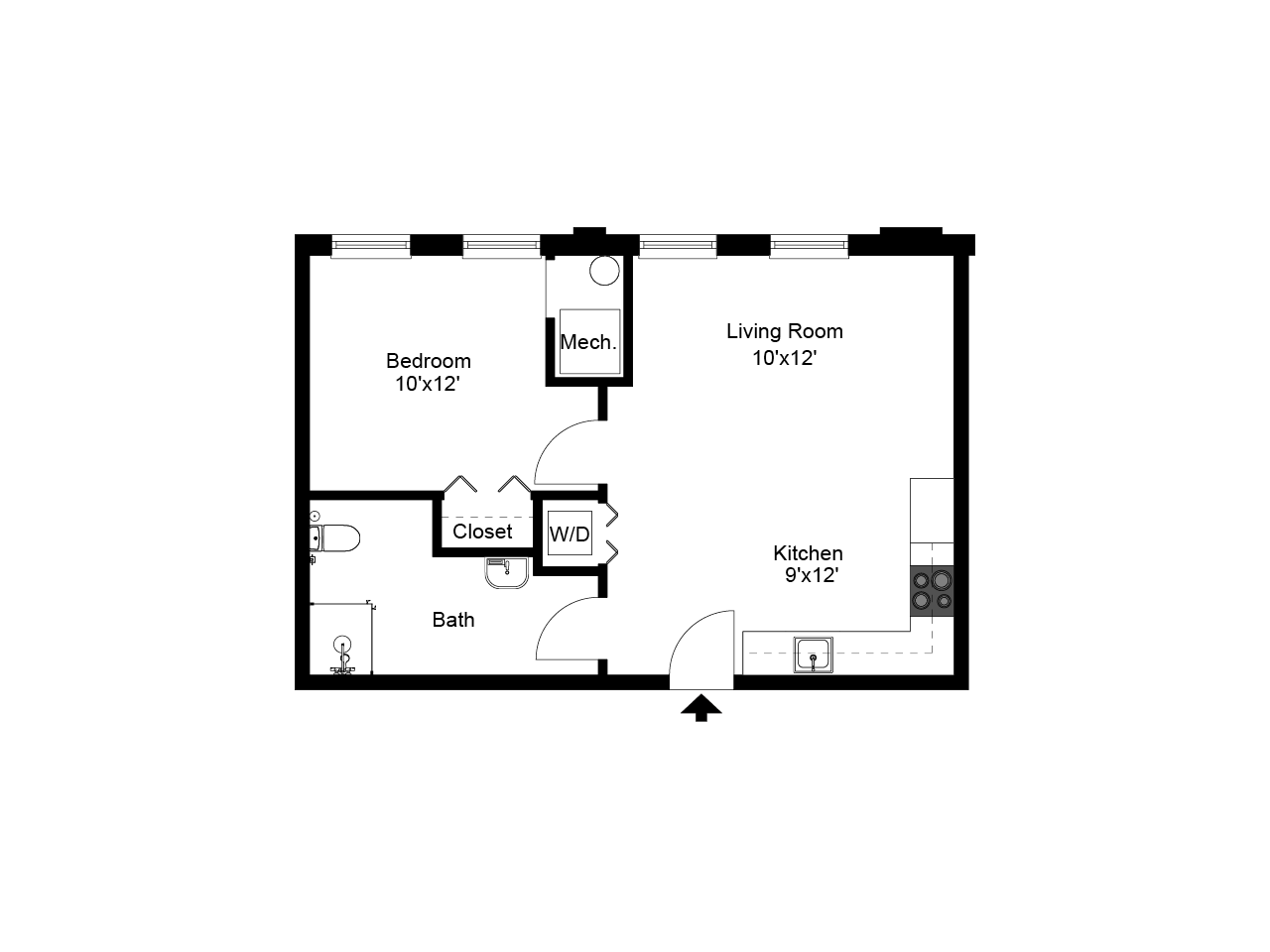 One Bedroom 1 Bed Apartment Magnolia Place Apartments