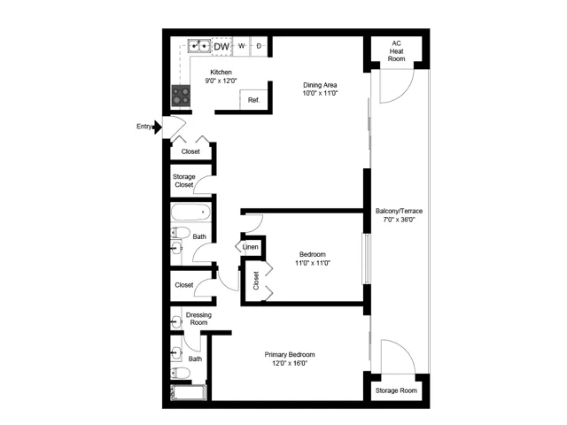 2 bed 2 bath