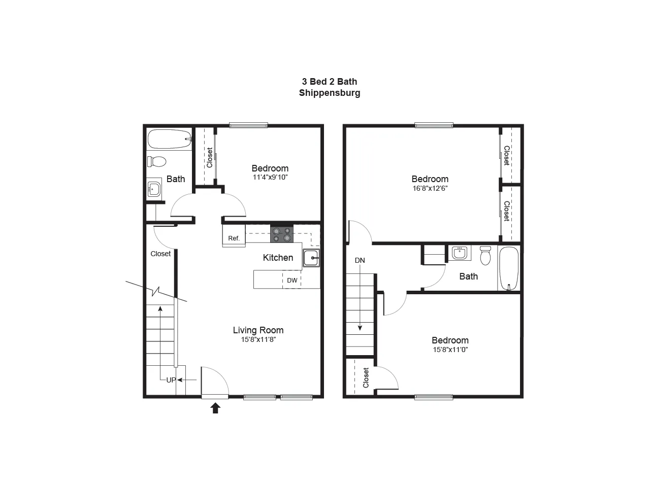 3 bed 2 bath
