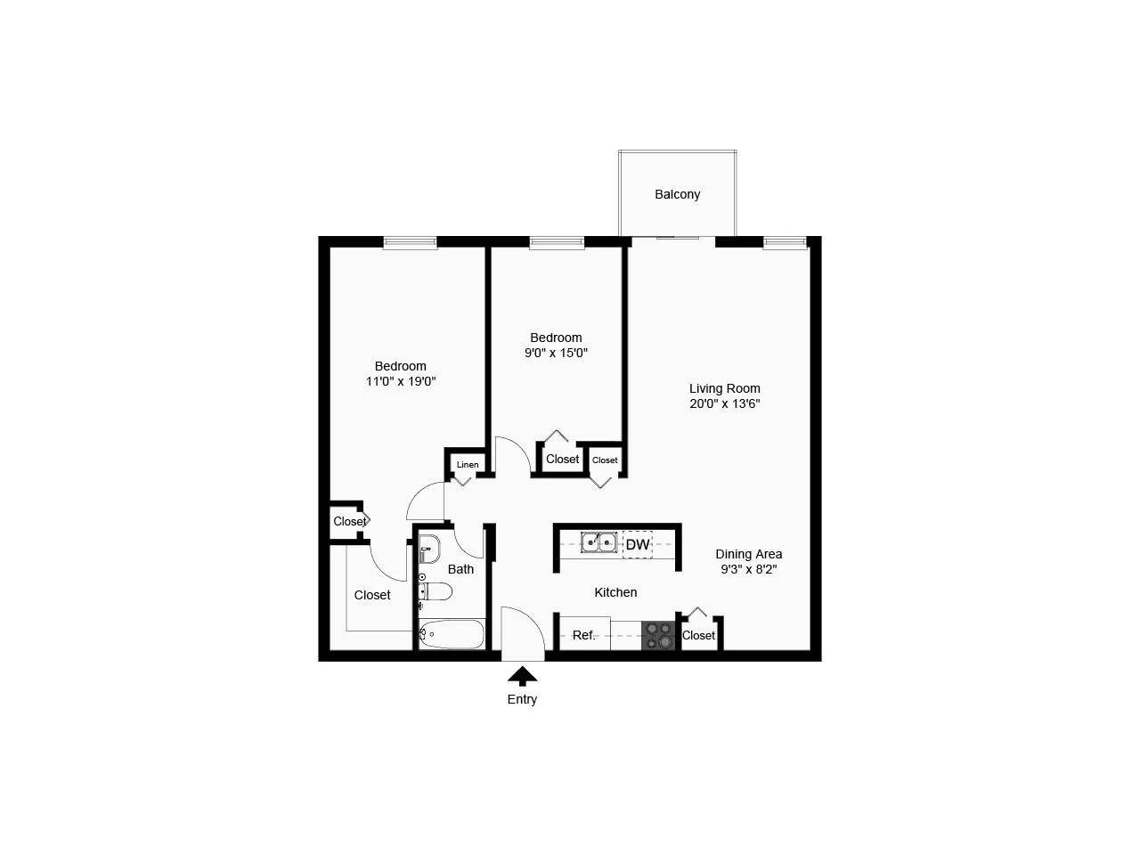 2 bed