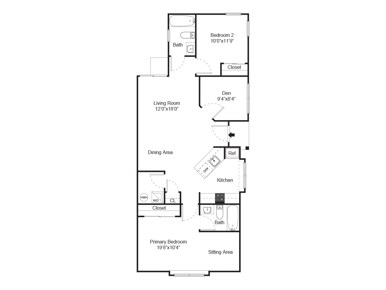 2 bed den