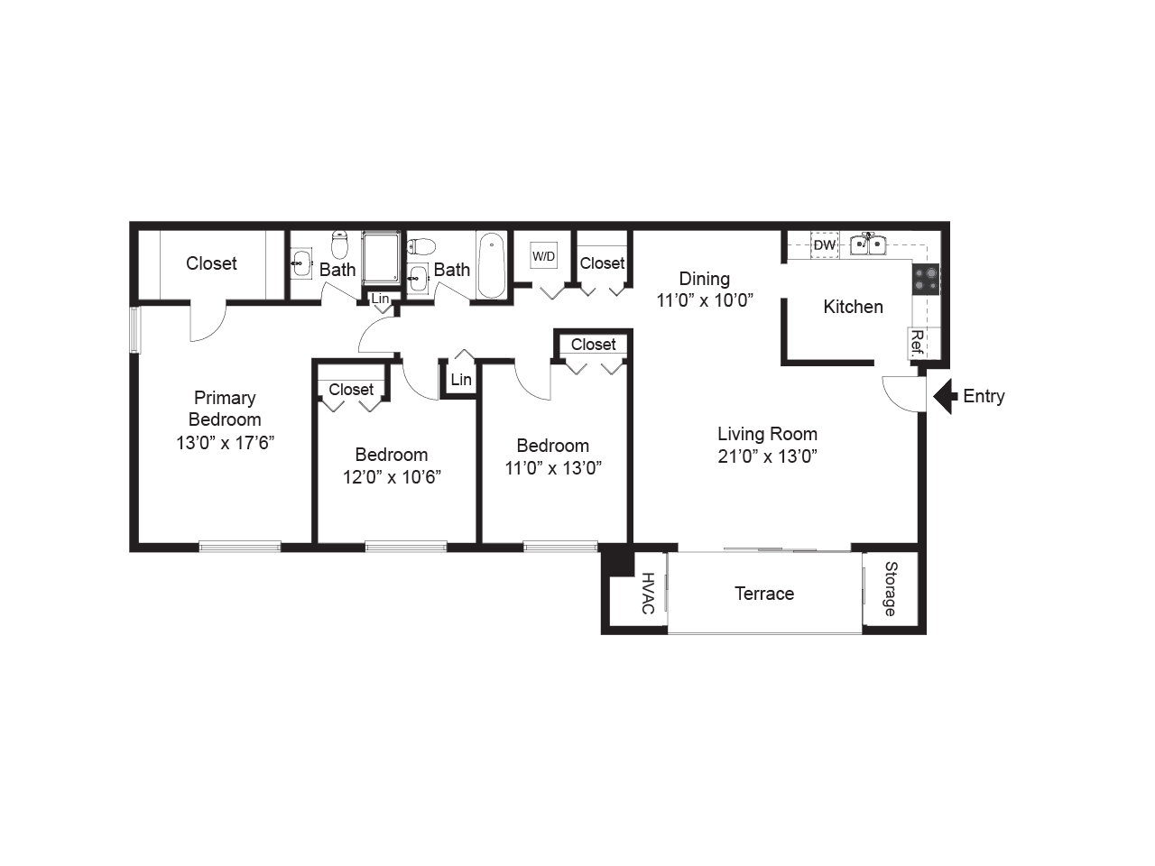 3 bed 2 bath