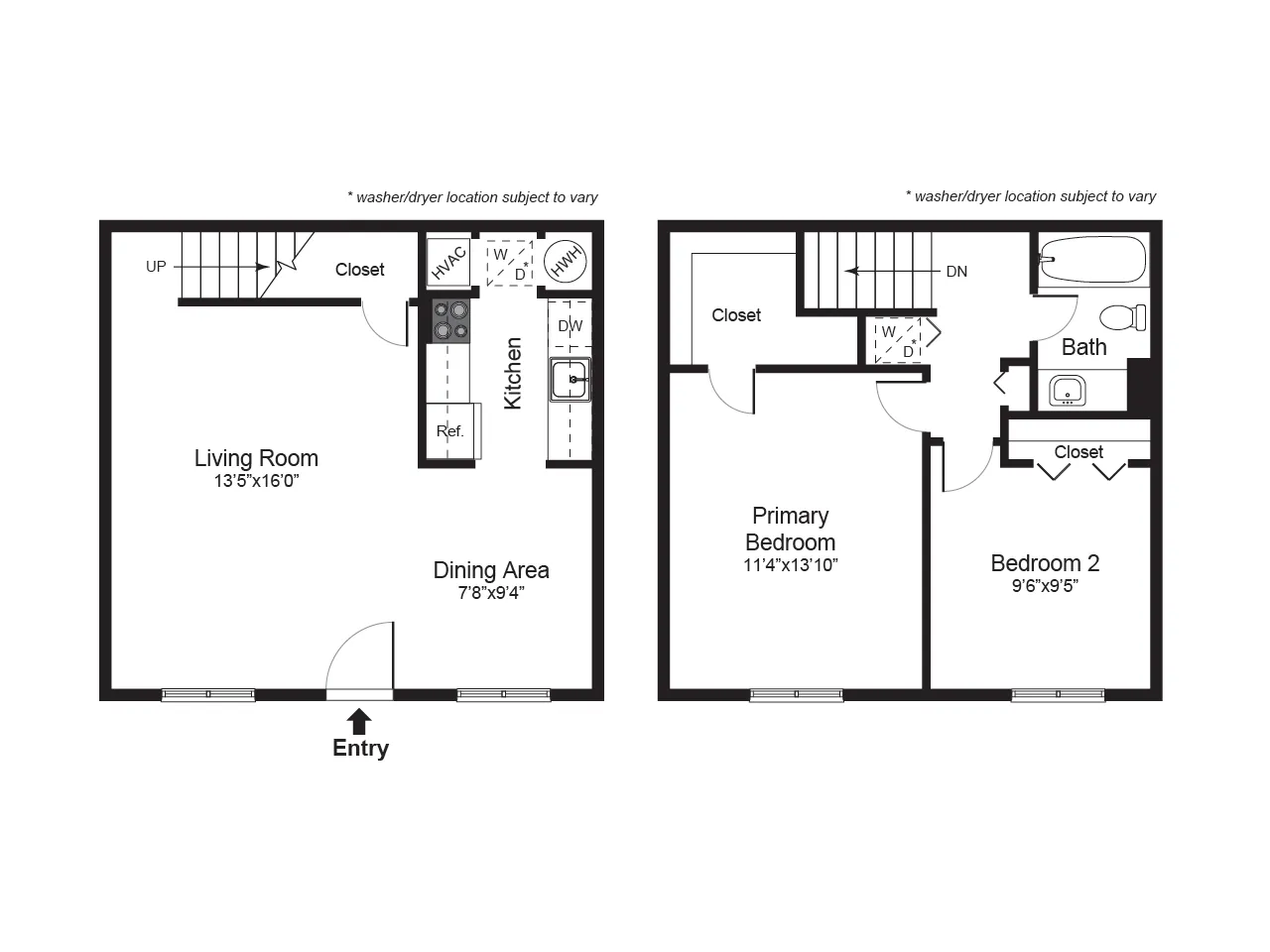 2 bed townhome