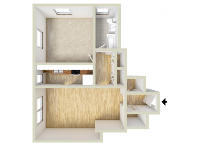 One bedroom floor plan