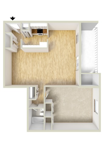 One bedroom floor plan
