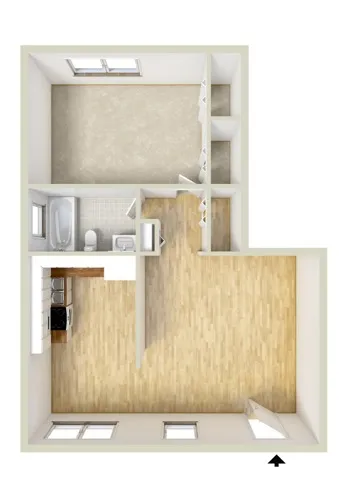 One bedroom floor plan
