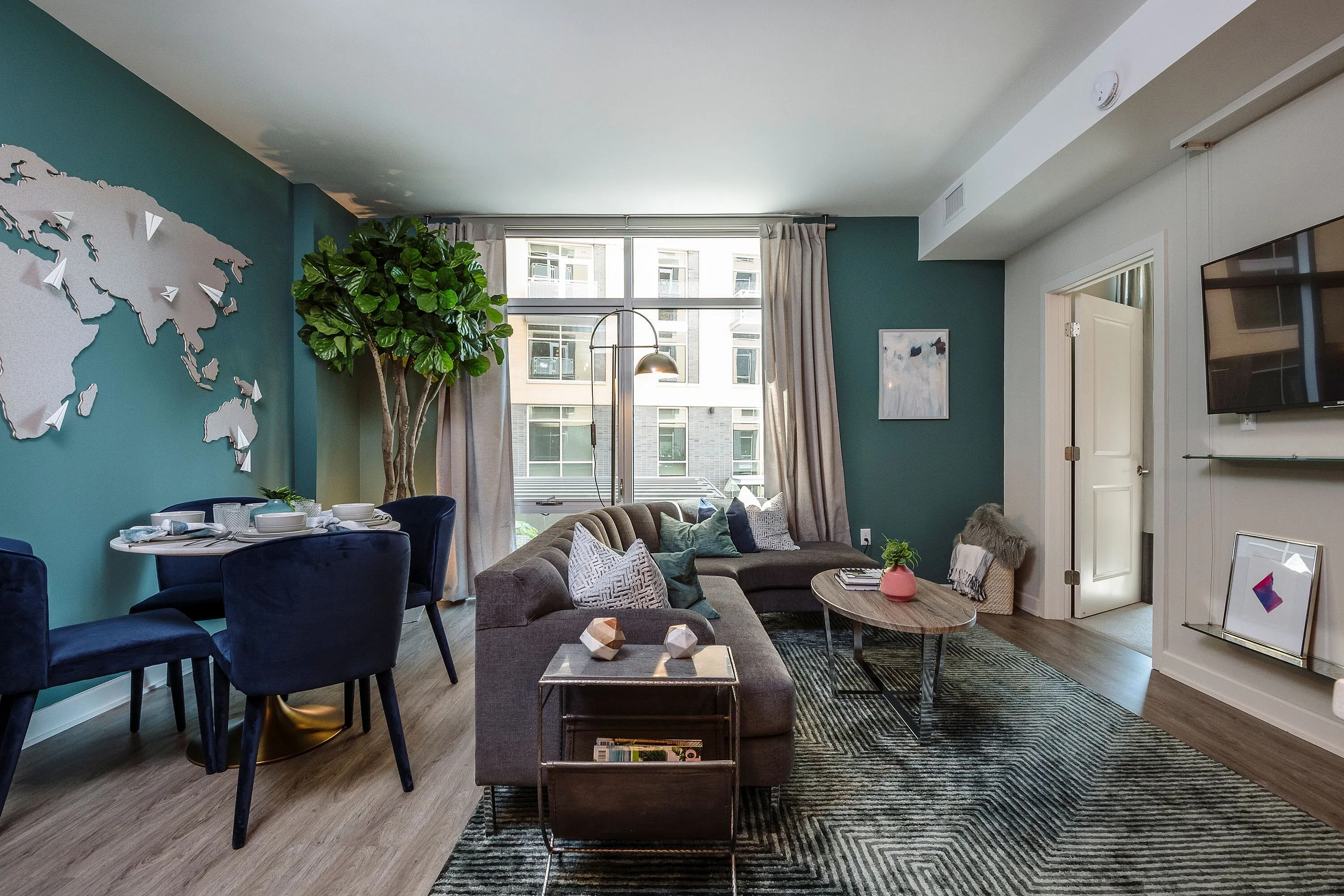 Model apartment living area