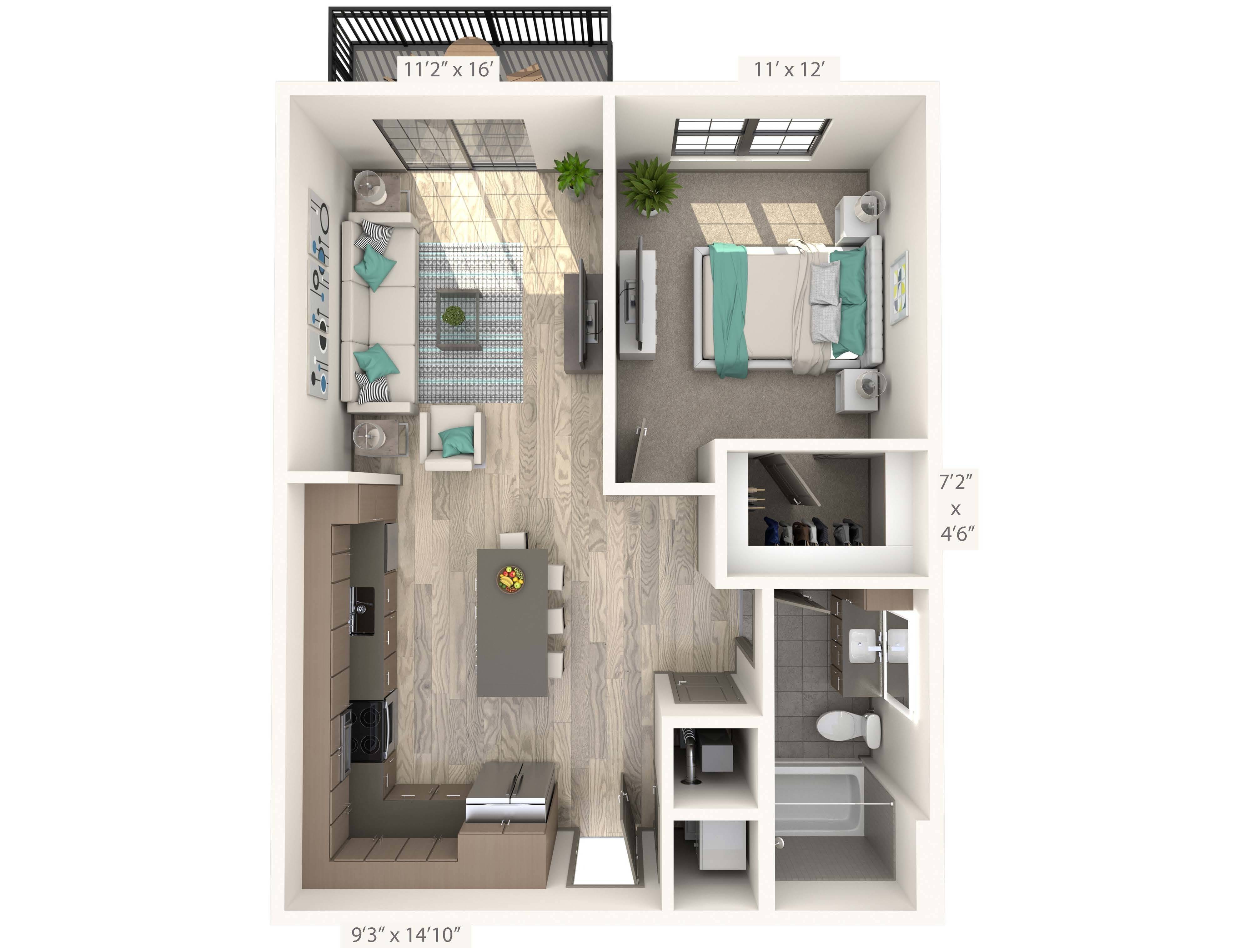 1 BR 1 Bath