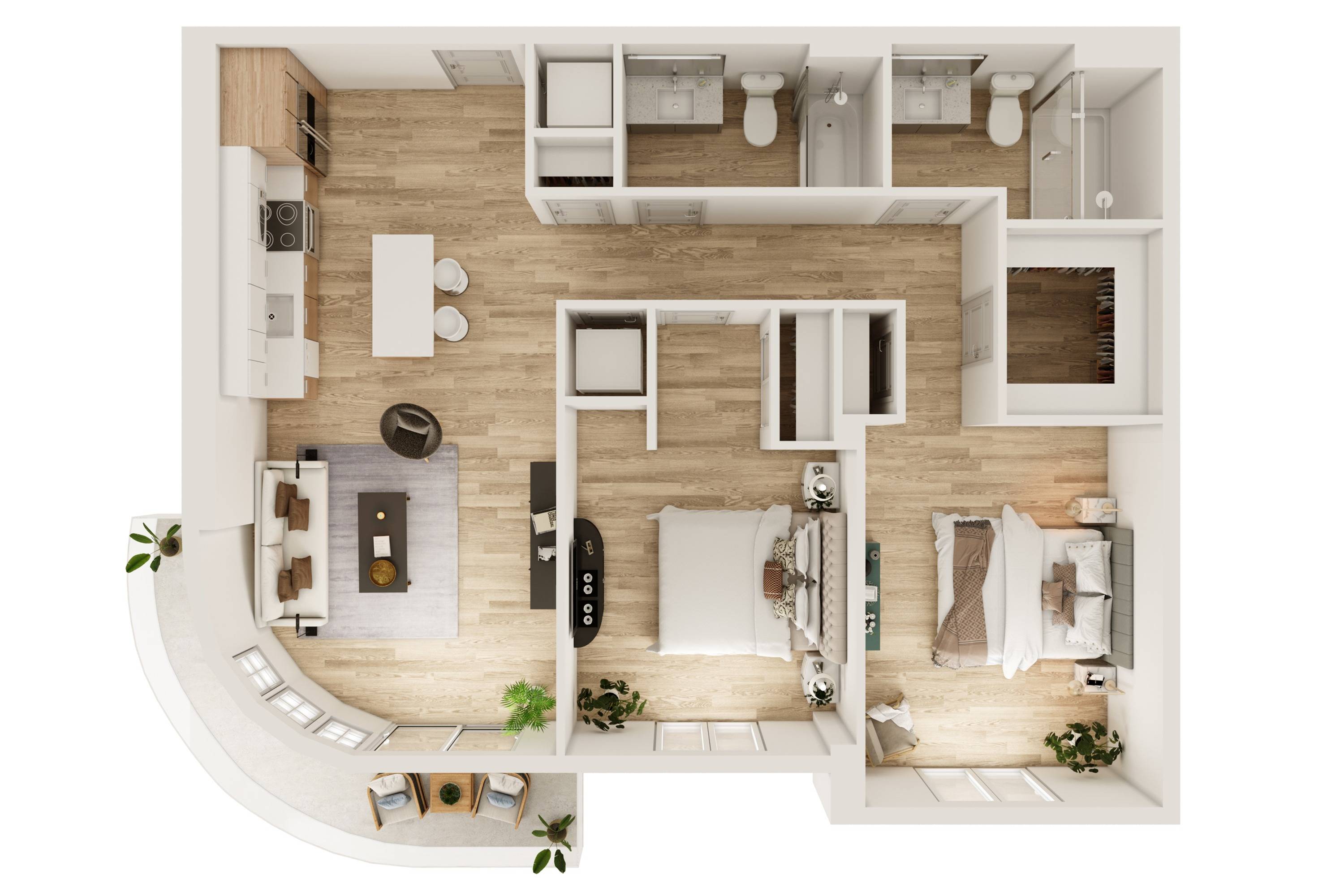 2 BR 2 Bath