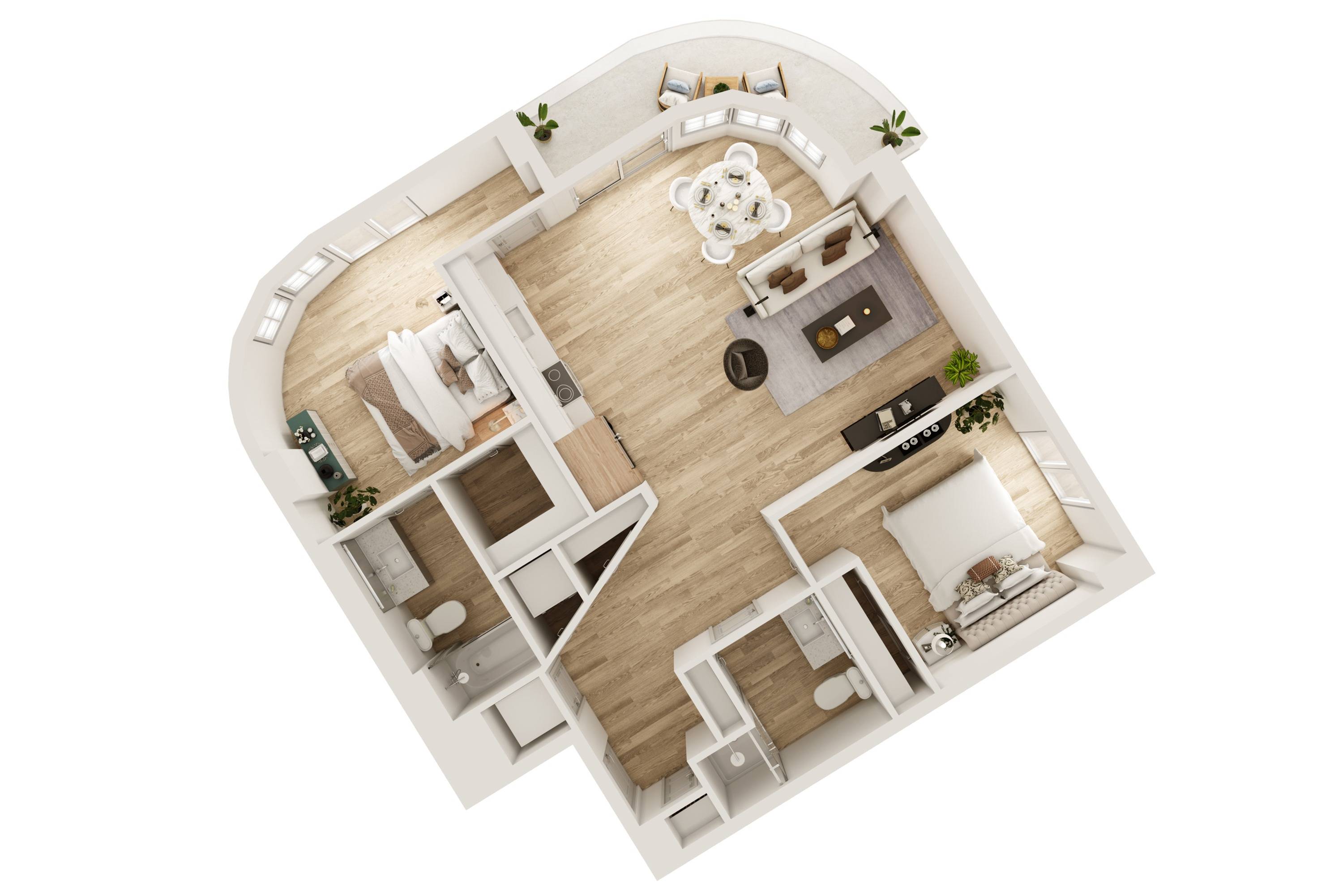 2 BR 2 Bath