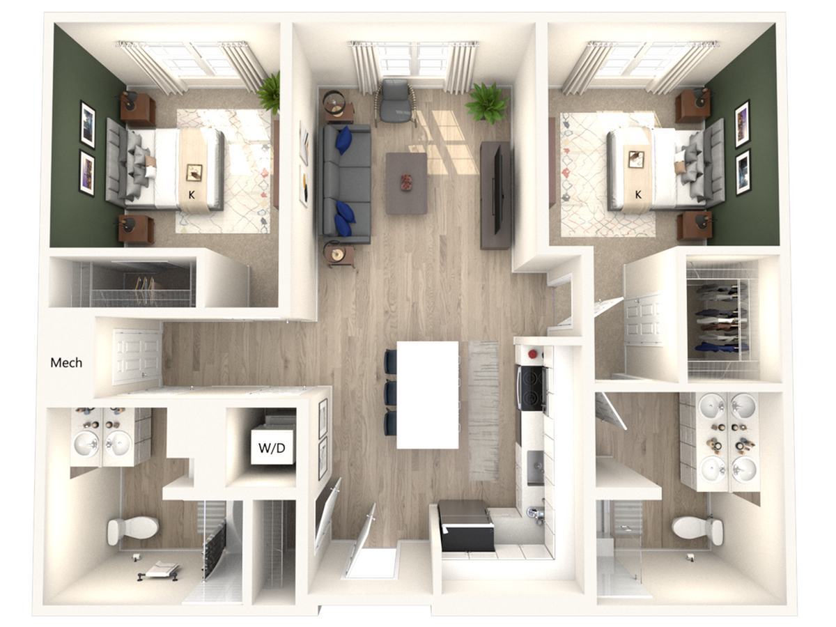 2 bed 2 bath
