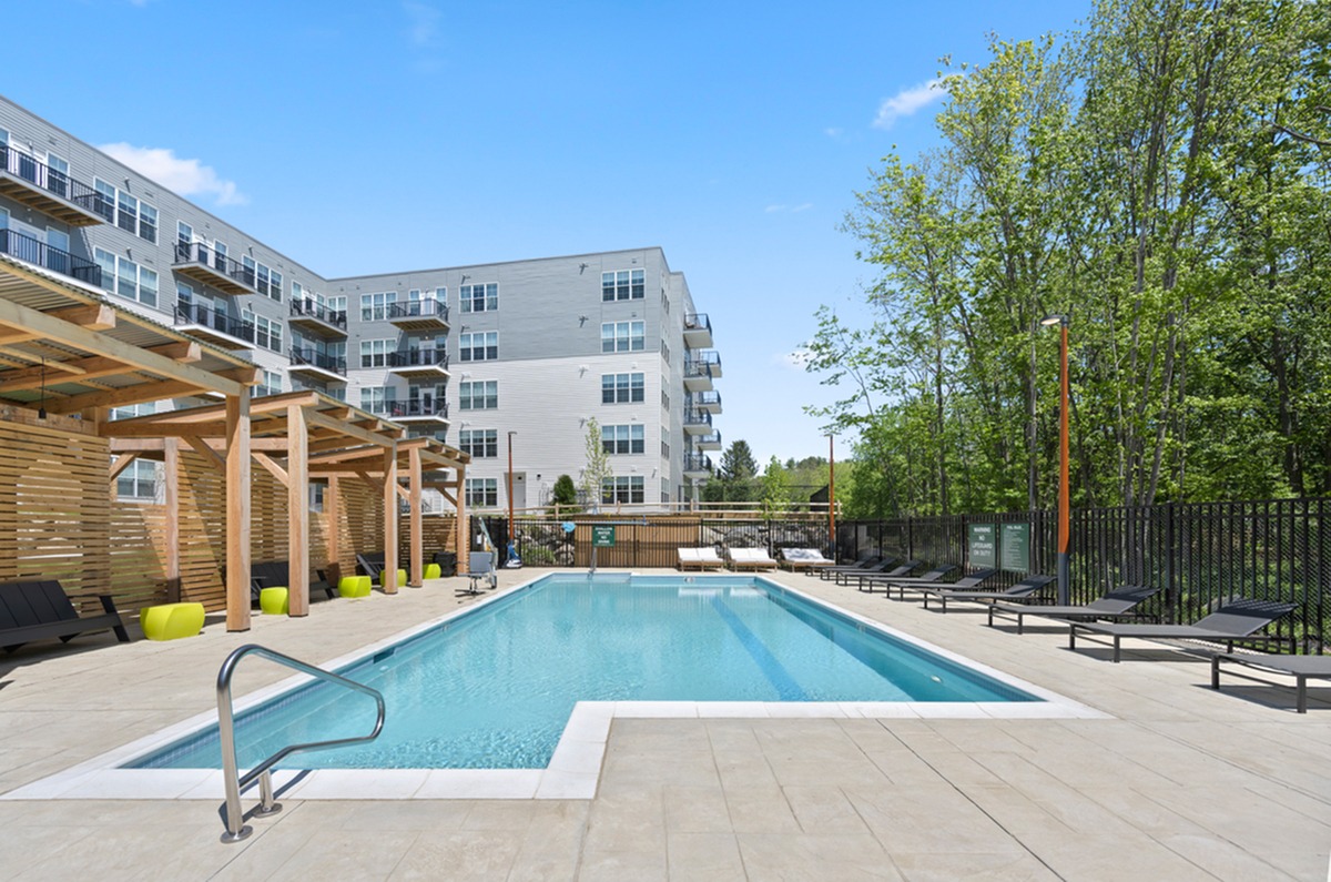 Courtyard-style swimming pool and sundeck