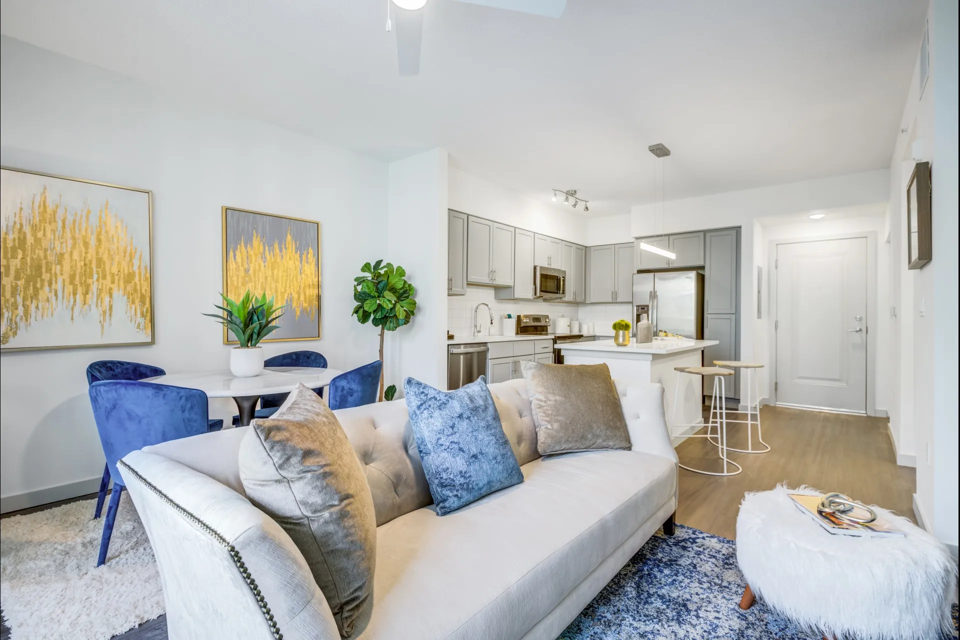 kitchen and living room