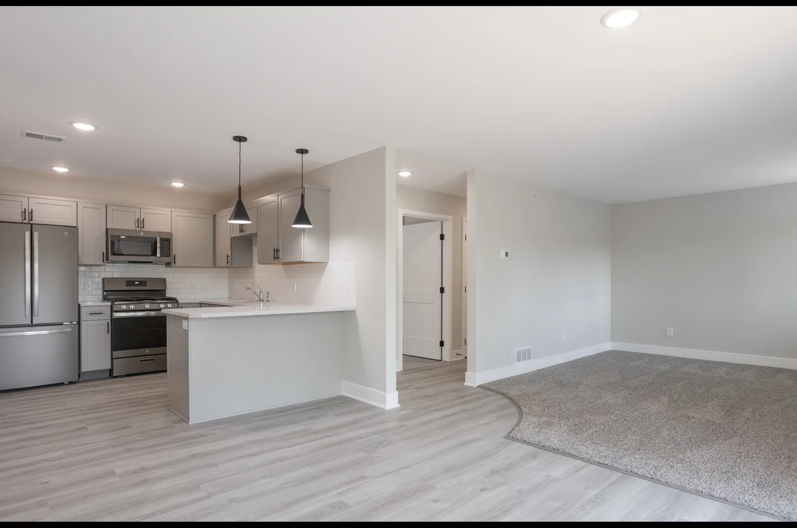 Deer View Phase II One Bedroom Living Room Dining Room and Kitchen