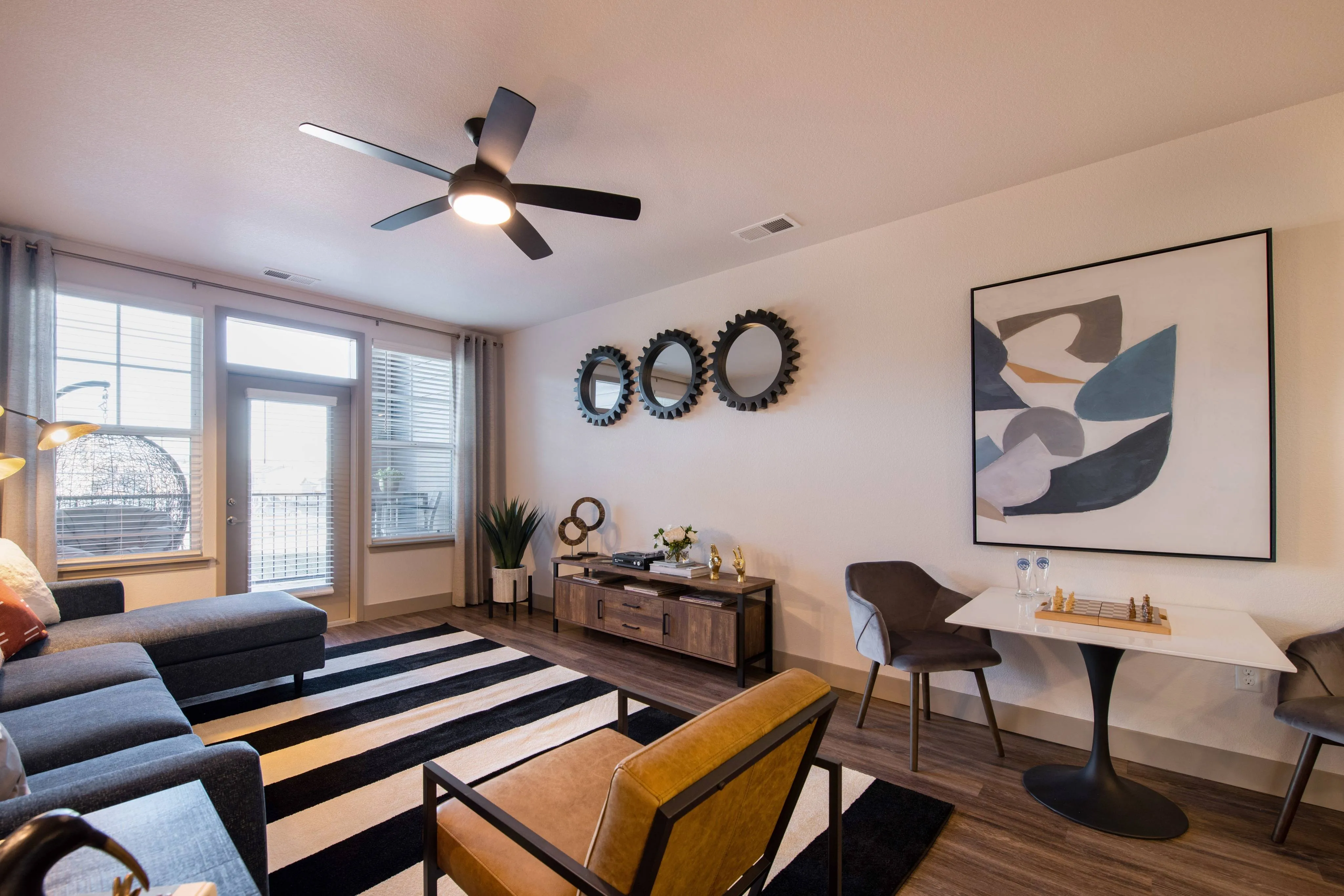 Ceiling fans in living and bedrooms