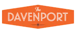 Vibrant orange logo of The Davenport featuring elegant retro typography.