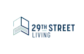 Modern logo for 29th Street Living with a sleek geometric design symbolizing contemporary urban lifestyle.