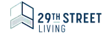 Modern logo of 29th Street Living featuring a sleek architectural design symbol, embodying urban sophistication.