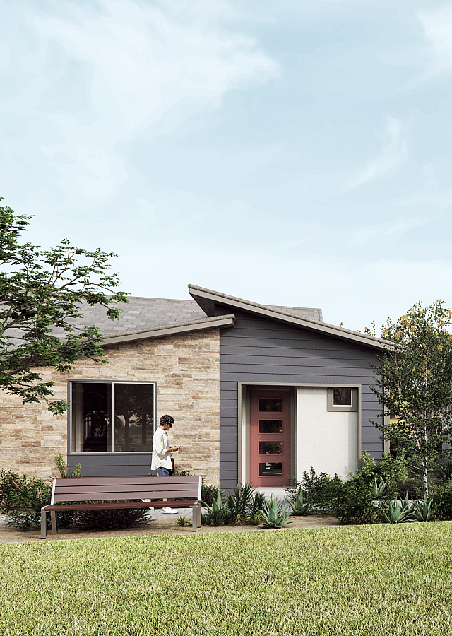 Charming suburban homes with modern design, surrounded by lush greenery and open picnic space, perfect for family living.