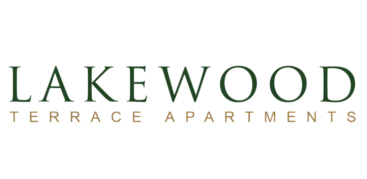 Elegant Lakewood Terrace Apartments logo featuring sophisticated green and gold typography.