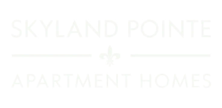 Elegant Skyland Pointe logo showcasing upscale apartment homes with a stylish fleur-de-lis design.
