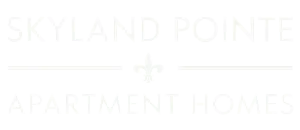 Elegant Skyland Pointe Apartment Homes logo with sophisticated fleur-de-lis design.