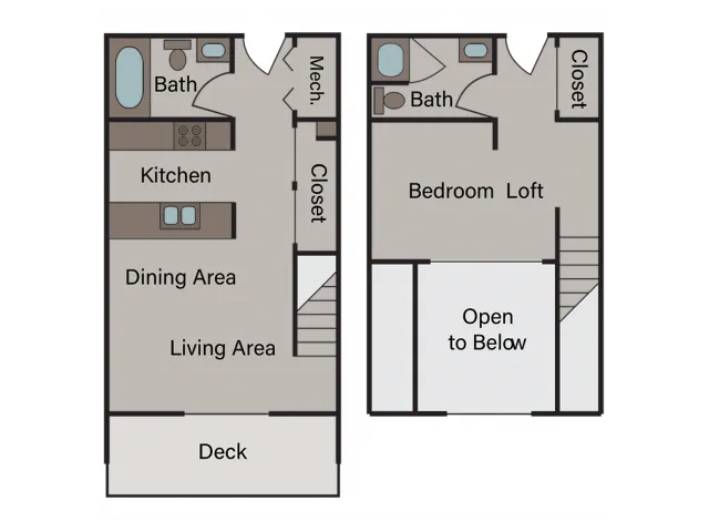 1 Bed, 2 Bath Loft