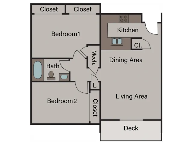 2 Bed, 1 Bath
