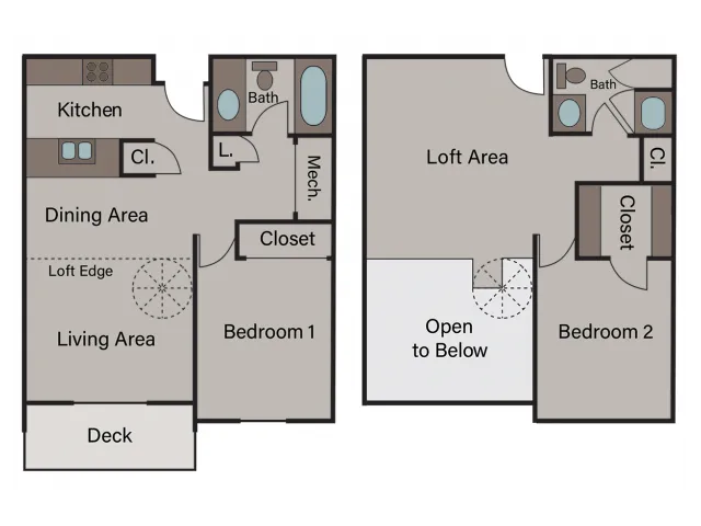 2 Bed/2 Bath Loft