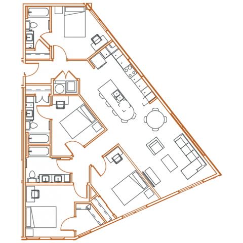 D4 Floor Plan - 4 Bedroom, 3 Bath | 4 Residents Point North Austin