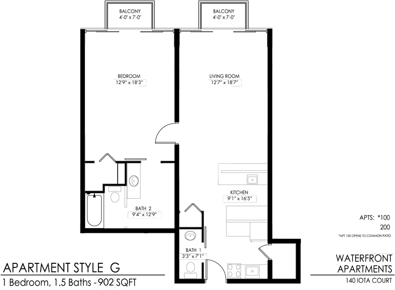 1-Bedroom- G floor plan