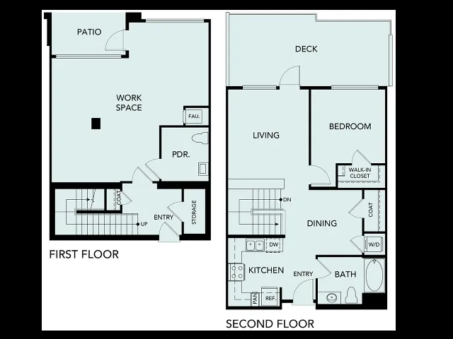 1x1.5 Townhouse Floor Plan | Elan Huntington Beach Apartments