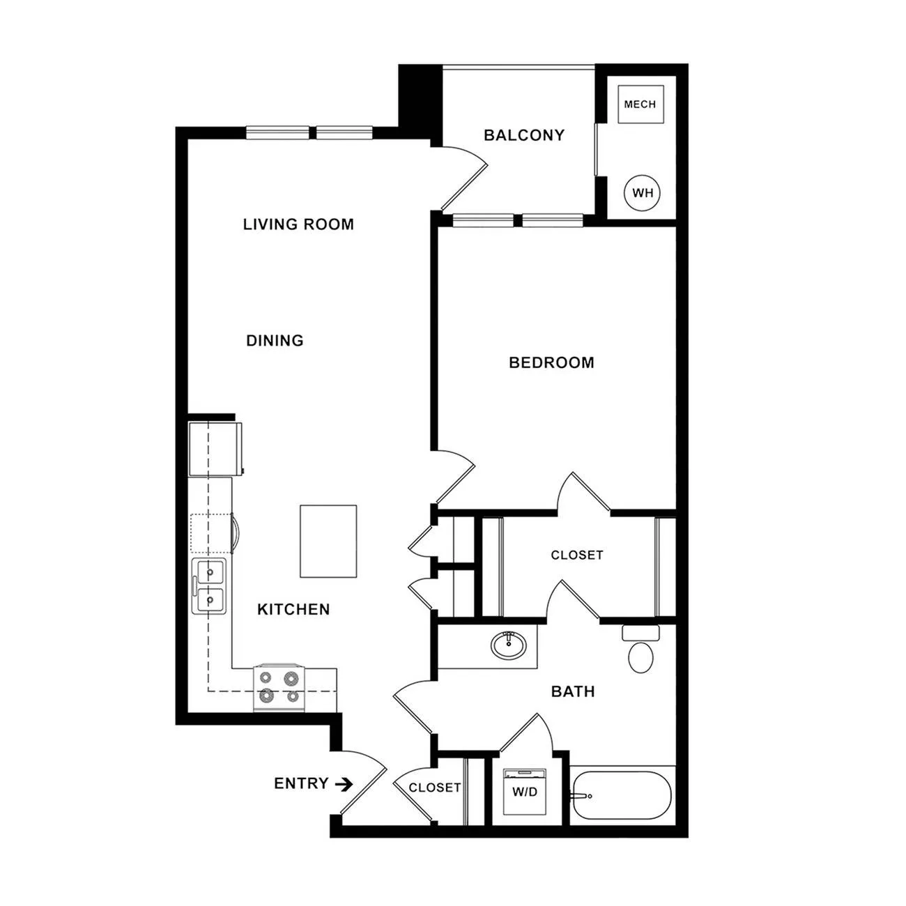 1x1 Floor Plan | Verdant at Green Vally Apartments