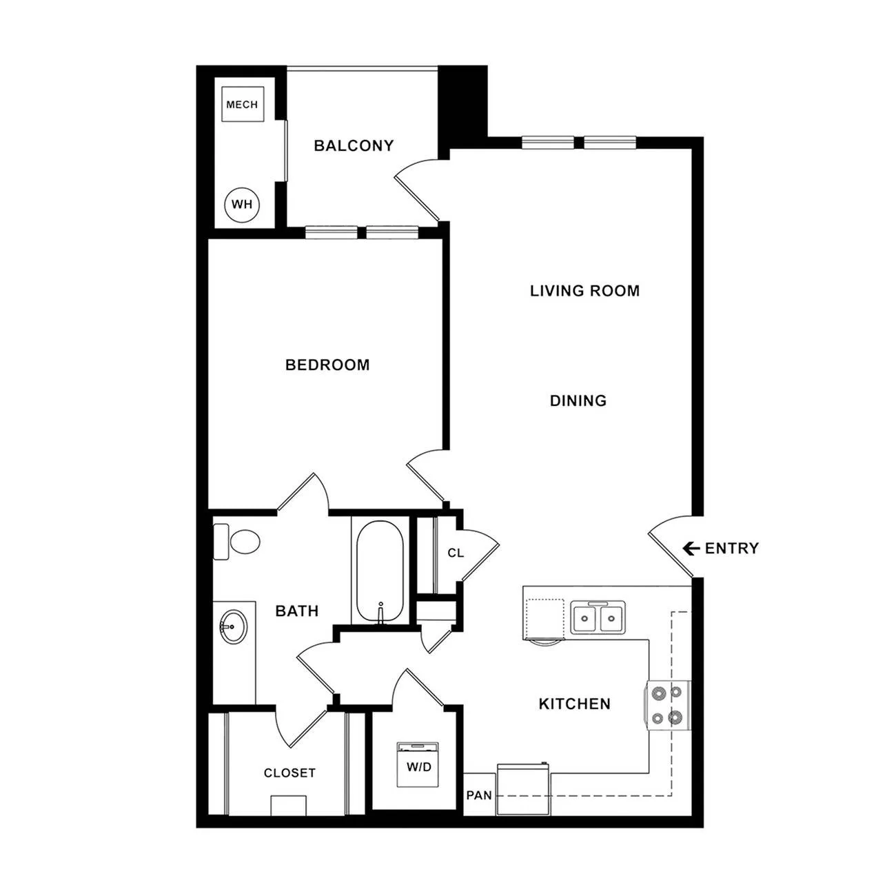 1x1 Floor Plan | Verdant at Green Vally Apartments