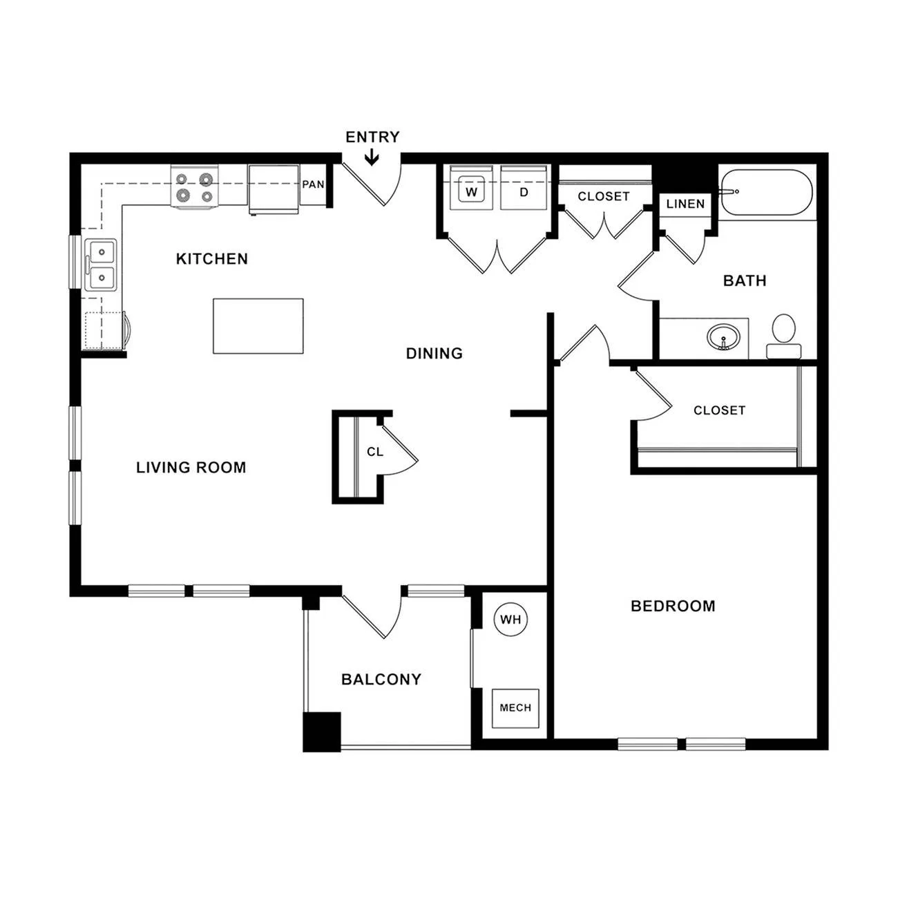 1x1 Floor Plan | Verdant at Green Vally Apartments