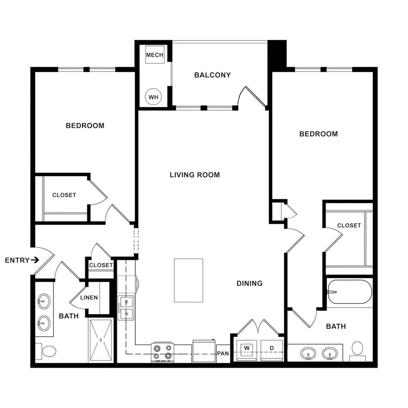 2x2 Floor Plan | Verdant at Green Vally Apartments