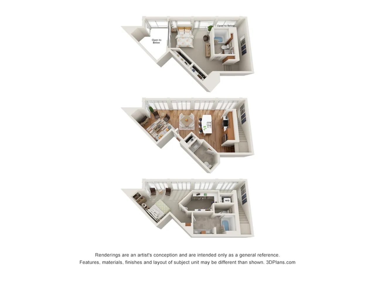 Elegant multi-level floor plan featuring spacious bedrooms, modern kitchen, open living areas, and abundant natural light.