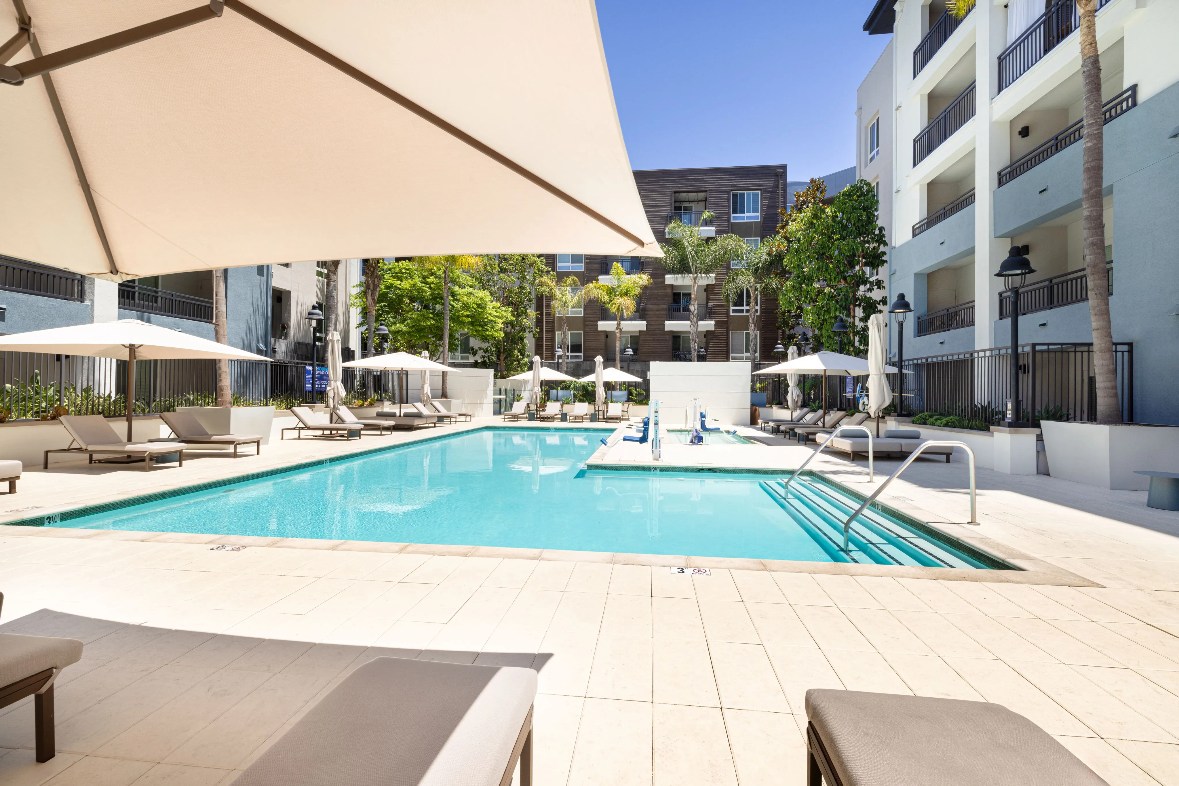 Heated saltwater lap pool and spa
