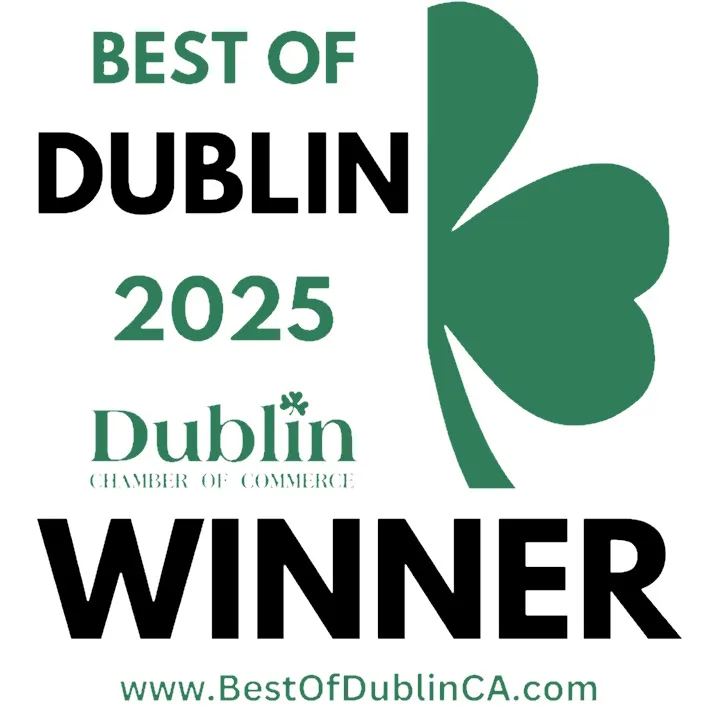 Award-winning graphic showcasing Best of Dublin 2025 by Dublin Chamber of Commerce with a green shamrock symbol.