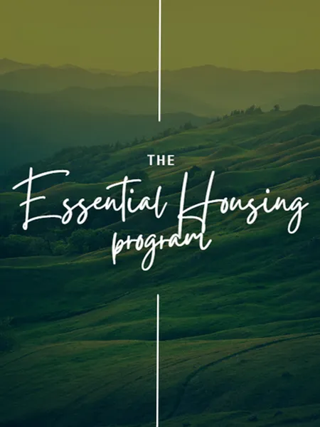 The Essential Housing Program with green background