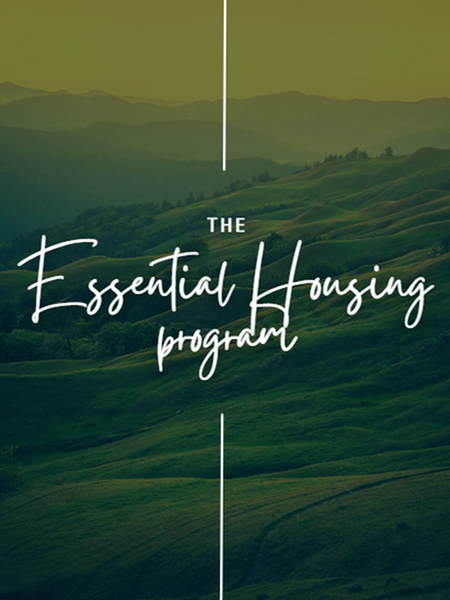 The Essential Housing Program with green background