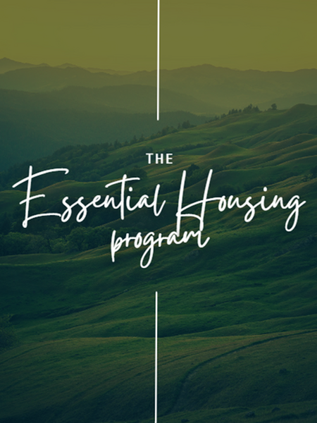 The Essential Housing Program with green background