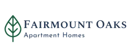 Fairmount Oaks Apartment Homes logo featuring a green leaf graphic.