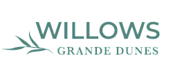 Elegant logo for Willows Grande Dunes featuring stylized green leaves.