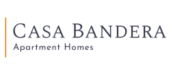 Casa Bandera Apartment Homes logo with elegant typography and a warm accent.